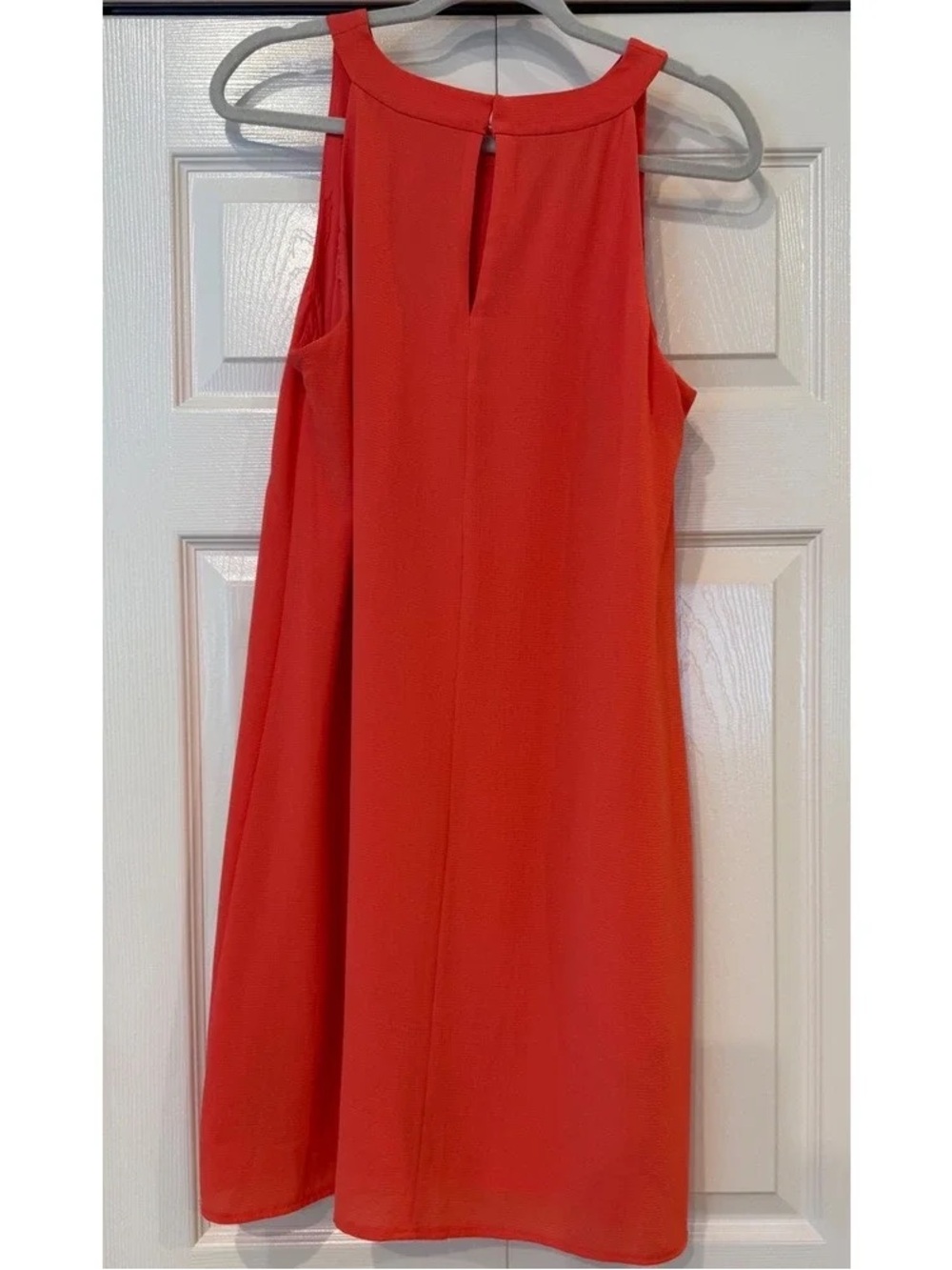 Sleeveless Red Shift Dress - Elegant Halter Neck